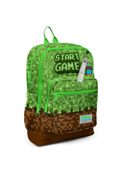 Coral High Kids Yeşil Kahverengi High Craft Desenli Dört Bölmeli Okul Sırt Çantası 23776 Yeşil