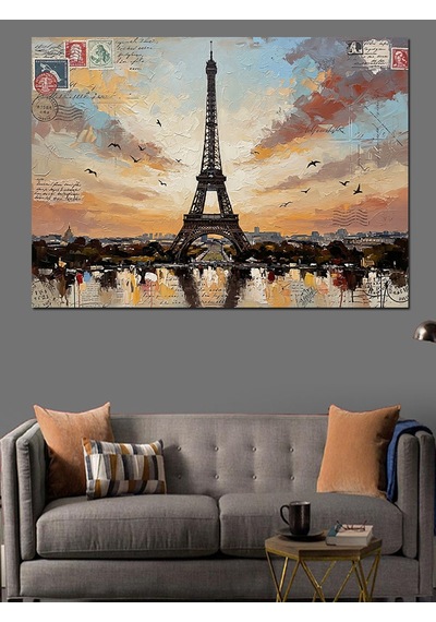 Ahşap Tablo Paris Eyfel Kulesi Yağlı Boya Çocuk Odası Tabloları