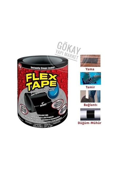 Flex Tape Su Sızdırmaz Bant Yama Bandı Suya Yalıtım Kauçuk Astarlı Delik Akıntı Sızıntı Tamir Seti