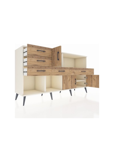 Kronos Konsol 2 Raflı 5 Çekmeceli 3 Kapaklı 176x59x99 Aytaşı-çam Aytaşı-çam