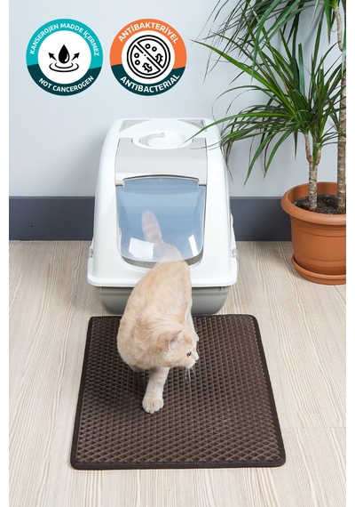 40x55 Cm Hücreli Kedi Kumu Paspası Kedi Matı Kedi Tuvalet Önü Paspası Koyu Kahverengi