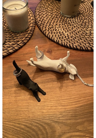 Kazanova Design Kedi Ve Köpek Takı Standı Siyah Kedi Beyaz Köpek Takı Organizeri Dekoratif