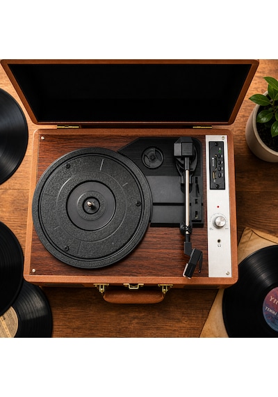 Ultratekno Mzl-p01 Bluetooth Plak Çalar, 3 Hız 33/45/78 Rpm , Usb/sd/aux/rca/kulaklık Destekli, Dahili Hoparlörlü Taşınabilir Retro Valiz Pikap 1 Adet
