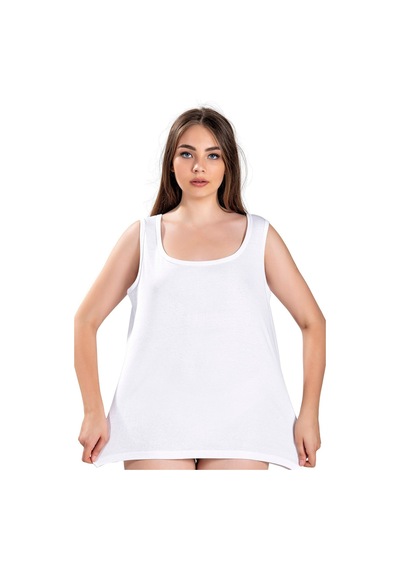 Fanilam Kadın Pamuklu Kalın Askılı Büyük Beden Atlet 2 Li Set Oversize 3xl 6xl Arası Beyaz
