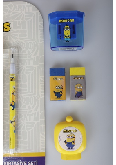X Dekomus , Lisanslı Minions 11 Parça Kırtasiye Seti Silgi,kurşun Kalem,not Defteri,kalemtraş Diğer