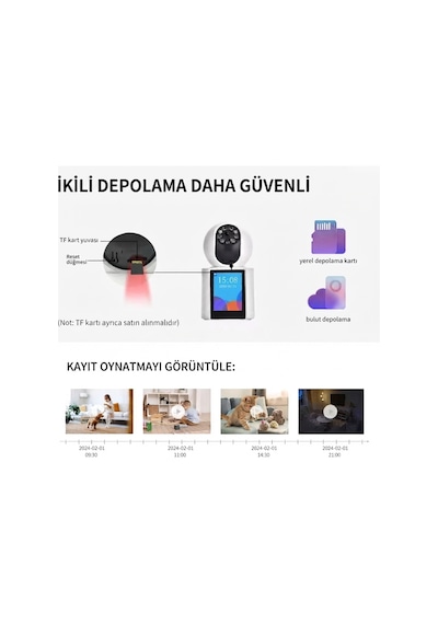 Apronx 2k Wifi Akıllı Bebek Güvenlik Kamerası Ekranlı 360 Ptz Hareket Takip Type-c 5v