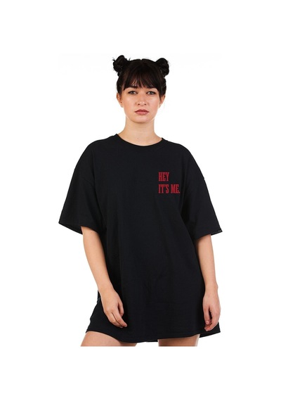 Startmore Oversize Hey It's Me Baskılı Garalio T-shirt Siyah