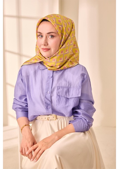 Silk Home Twill İpek Eşarp 11474 - 90 X 90 / Asit Yeşili,mor,beyaz - 58 Asit Yeşili,mor,beyaz - 58
