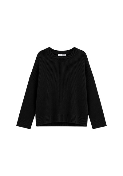 Vadon 1039 Kadın Salaş Yumuşak Dokulu Oversize Basic Triko Kazak Siyah