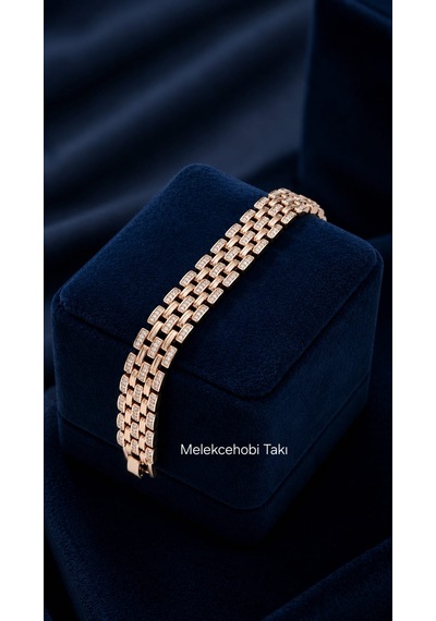 Melekcehobi Xuping Saat Kordonu Model Taşlı Hasır Bileklik 18k Gold Kaplama Altın Rengi