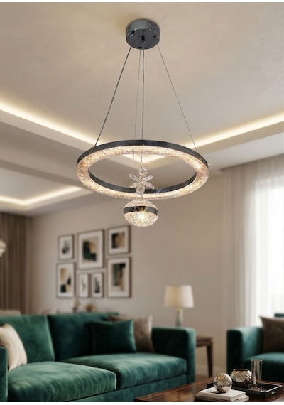 Lzy Avize Store Kristal Tek Toplu Halka Avize Modern Salon, Yemek Masası, Mutfak, Antre Ve Çocuk Odası Aydınlatma Krom