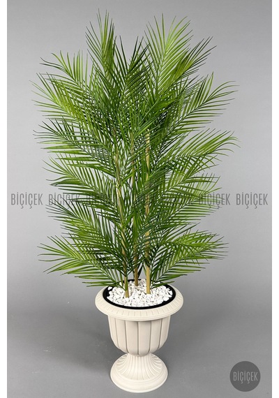 Biçiçek Yapay Areka Palmi̇yesi̇ 130 Cm 33 Yaprak Krem Nergi̇s Saksıda
