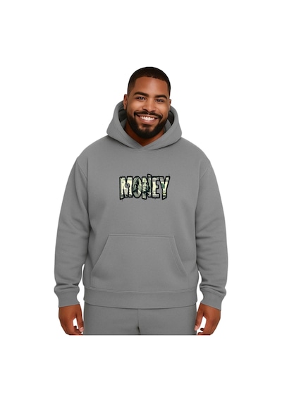 Benroma Money Baskılı Büyük Beden Unisex Sweatshırt Gri