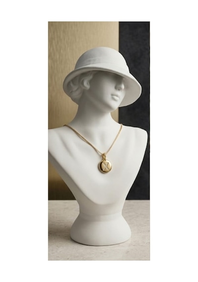 Lunarie X Harfli Madalyon Kolye 14k Gold Kararmaz Çelik Zirkon Altın