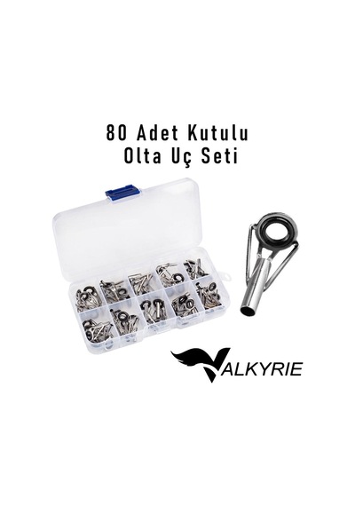 Valkyrie 80 Adet Olta Kamış Uç Yüzüğü Seti 10 Farklı Boy Seramik Halkalı Dolanma Önleyici Kılavuz Yüzük Seti