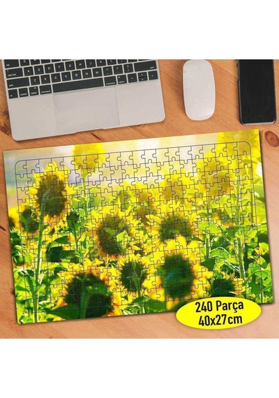 Güneşli Ayçiçeği Tarlası 240 Parça Puzzle Yapboz Tablo-103424722