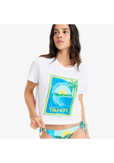 Roxy Atlas Oceanregular Kadın Beyaz Crop T-shirt Erjzt05921 Sarı