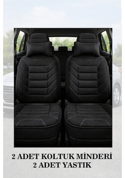 Renault Symbol 2010 Uyumlu Lüks Siyah Renk Premium 2 Adet Minder Ve Yastık