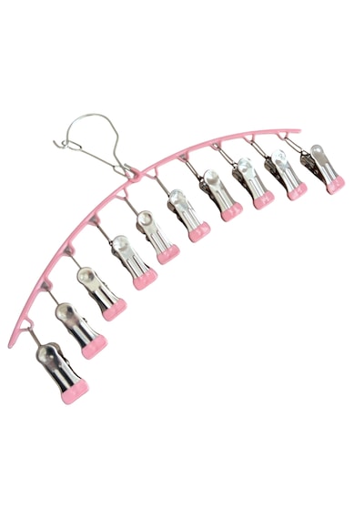 Çoklu Şal Askısı, Metal Mandallı Şal Askısı, 10 Mandallı Askı Pembe