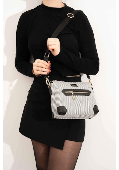 Silver Polo Kadın Çapraz Çanta 1110 Siyah Beyaz