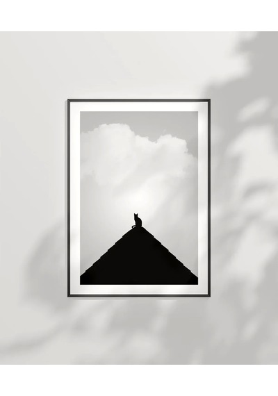 Çerçevesiz Poster Göğe Bakan Kedi