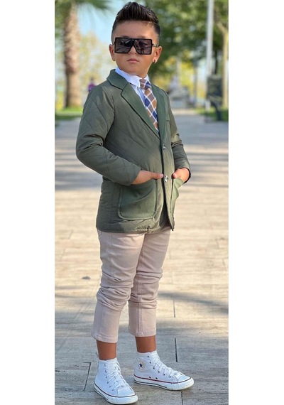 Riccotarz Erkek Çocuk Klasik Gömlek Kravatlı Kapitone Yeşil Mont Slim Pantolon Kesim Pantolon Alt Üst Takım Yeşil Riccotarz Erkek Çocuk Klasik Gömlek Kravatlı Kapitone Yeşil Mont Slim Pantolon Kesim Pantolon Alt Üst Takım Yeşil