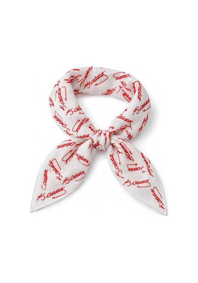Herşeynota Atatürk İmza Beyaz Kırmızı %100 Pamuk 52x52 Cm Fular Bandana Okul, Etkinlik, Tören, Gösteri Çok Renkli