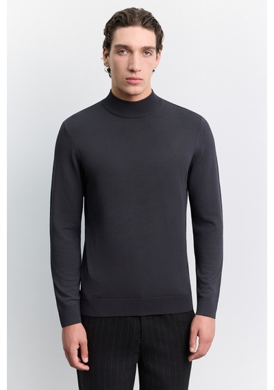 Avva Erkek Antrasit Yarım Balıkçi Yaka Basic Düz Rayon Kazak B005151