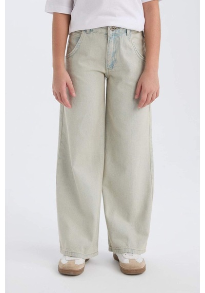 Defacto Wide Leg Geniş Paça Jean Pantolon Kız Çocuk D9128A825SP Mavi