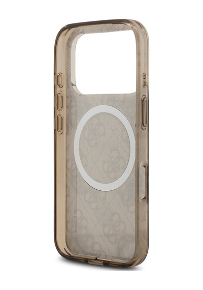 Apple Uyumlu iPhone 17 Pro  Kılıf Guess Lisanslı M-safeli Iml Peony Ve 4g Desenli Klasik Logolu Kahverengi Kahverengi