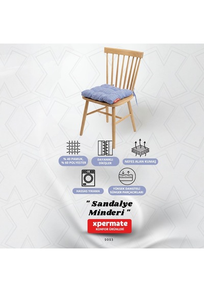 Pötikareli Sandalye Minderi 40x40 Pofidik Piknik Minderi Mavi