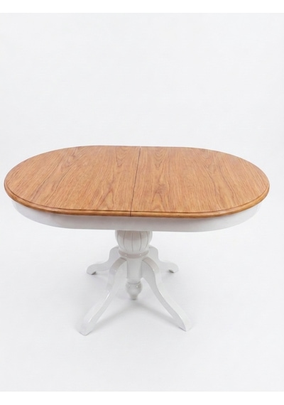 Rika Baba Ayak Oval Açılır Mutfak Masası Beyaz-natural