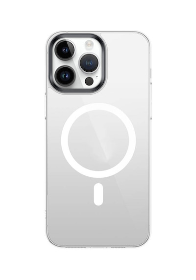 Zore İphone 15 Pro Max Uyumlu Ogaa Wireless Şarj Özellikli Şeffaf G-glass Kılıf-gümüş