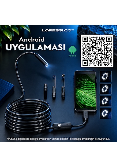 5 Metre Scope Pro Endoskop Yılan Kamera Ip67 Su Geçirmez Boroskop / Type-c & Usb Uyumlu - Android