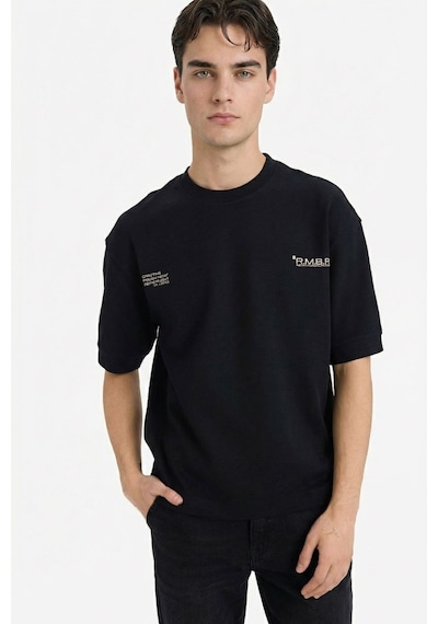 Defacto Nefes Alabilen Loose Fit Baskılı Tişört F8148ax26spbk81 Siyah-bk81