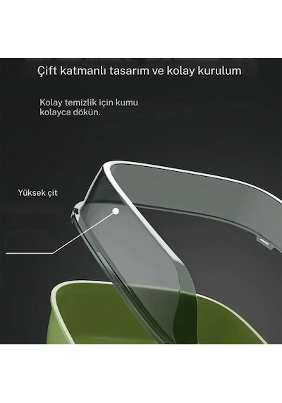 Monozone Kediler Tavşanlar Ve Küçük Hayvanlar İçin Yarı Kapalı Tuvalet Kum Kabı Kürek Hediyeli