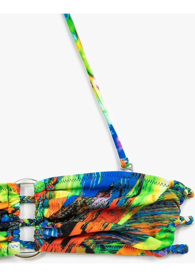 Koton Straplez Bikini Üstü Mavi Desenli 4yak89954bm