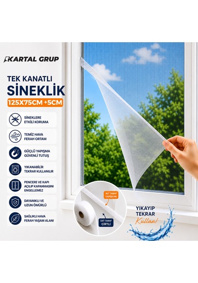 Pencere Tül Sineklik 125x75 Cm Tek Kanat Belirtilmemiş