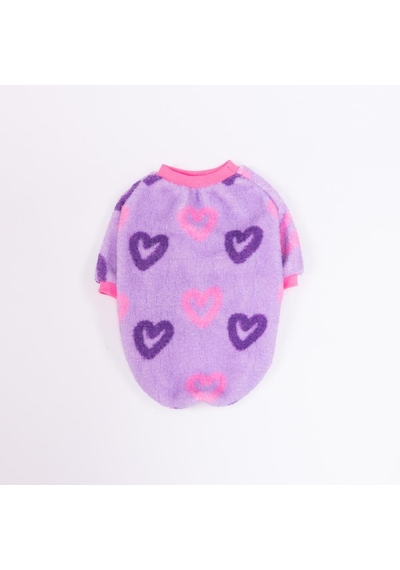 Lila Kalp Desenli LRomance Sweat Dar Kalıp Kedi Köpek Sweati Kedi Köpek Kıyafeti Köpek Peluşu Sıcak Tutan Sweat Mor M