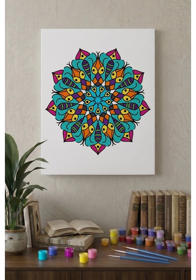 Kalem Desenli Mandala Ahşap Boyama Seti 40x50 Cm