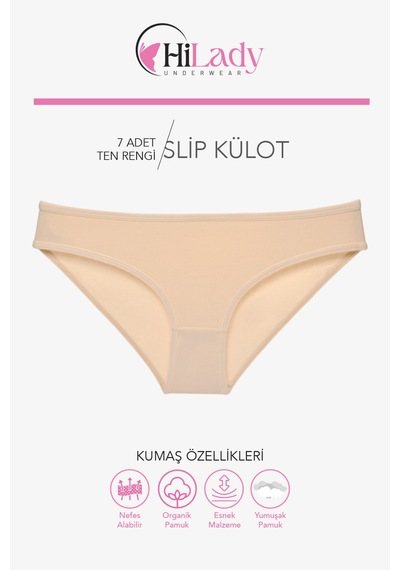 Kadın Külot 7 Li Paket Likralı Soft, Ve, Siyah, Renkler Pamuklu, Yumuşak,külot Ten