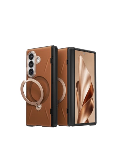 Torras Samsung Galaxy Uyumlu Z Fold 8 Ultra Ostand Q3 Vegskin 2 Adet Ekran Koruyuculu Magsafe Kılıf Kahverengi