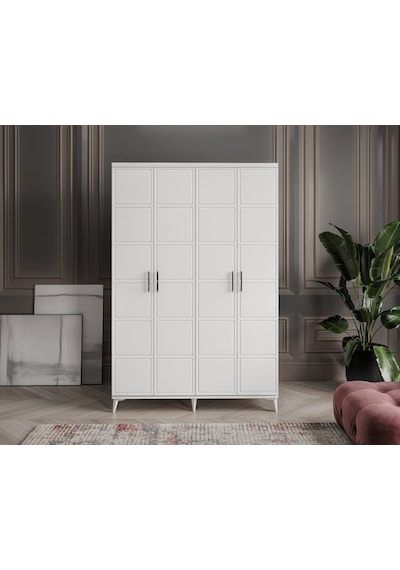 GuneyStore Milano 4 Kapaklı Komple Mdf Beyaz Gardırop
