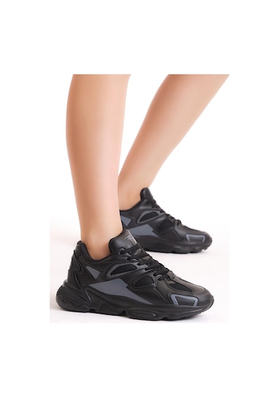 Tonny Black Rahat Kalıp Yüksek Taban Bağcıklı Unisex Siyah Spor Ayakkabı Tb252-0 Siyah