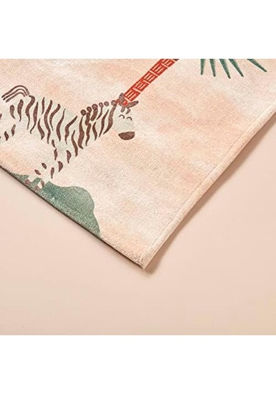 Kids Hayvan Baskılı%100 Polyester Kilim, Somon, 80x150 Cm Açık Bej