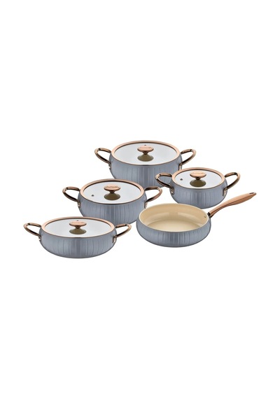 12002 - Allure - Pure Ceramıc - 9 Parça - Biogranit, Seramik, Set, Antrasit Gövde, Bakır Detay Antrasit - Bakır