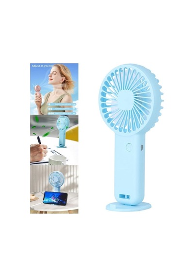 Mini Fan,telefon Tutucu,portatif El Vantilatörü Mavi 9,3x19cm