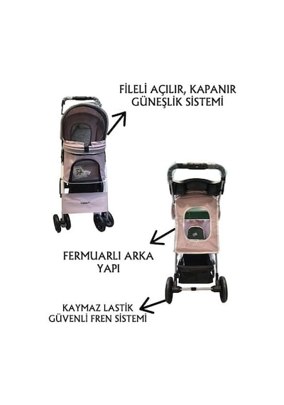 Tommy Evcil Hayvan Arabası 78x46x99,5 Cm Pembe Max 15 Kg