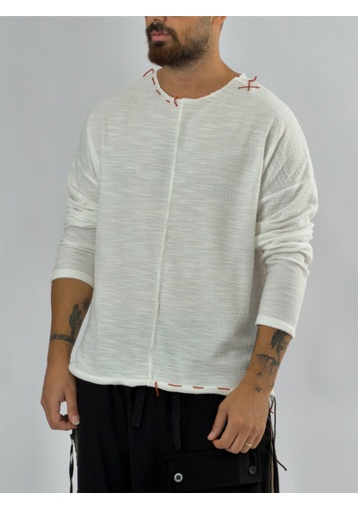 Cocopelli İp Detaylı Tasarım Beyaz Erkek Sweatshirt Coc3467