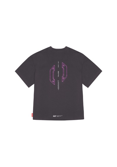 Skinarma Cypher Kısa Kollu Oversize Unisex Bisiklet Yaka Mor Tişört X Large